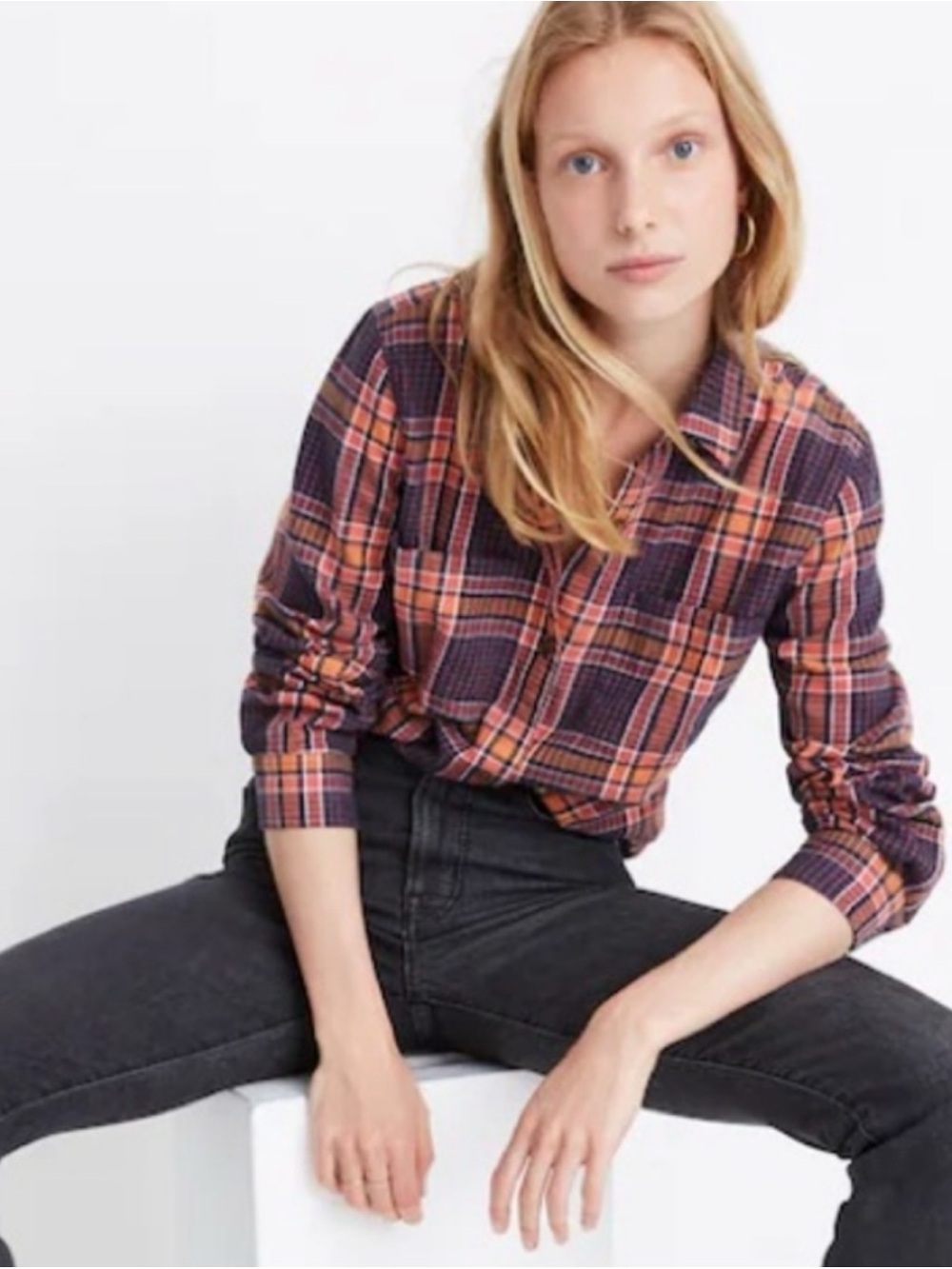 Madewell Classic Flannel Button Down Women’s Size Medium